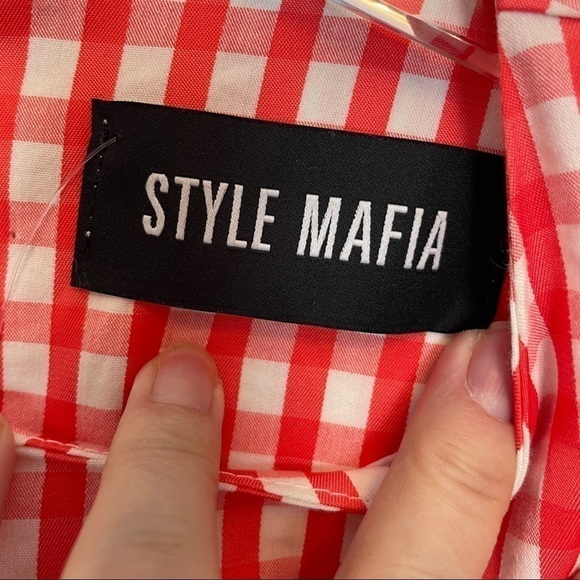 NWT Free People Style Mafia Gingham Tie Sleeve S - Picture 13 of 15